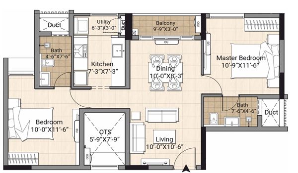 RAGHAV VISTA 1 BHK Floor Plan